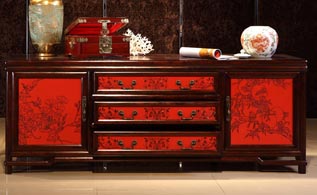 喜庆与古典的组合 中国红古典髹漆家具