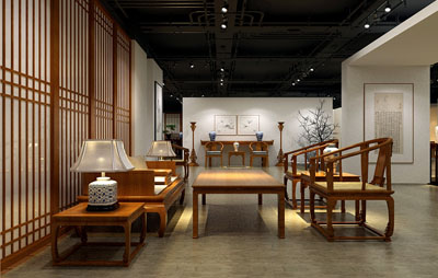 诠释简洁唯美  简约新中式风格红木家具展厅设计